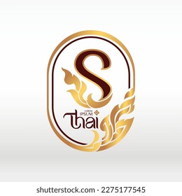 concepto de letra S, diseño de logotipo estilo de arte tailandés 