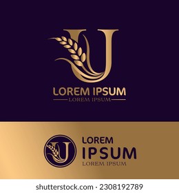 concept of  letter U, logo design  rice farm branding