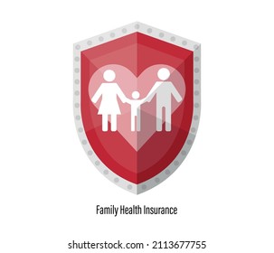 Concept of life insurance, financial and risk coverage for family protection. A beautiful family with a wife and children. editable vector
