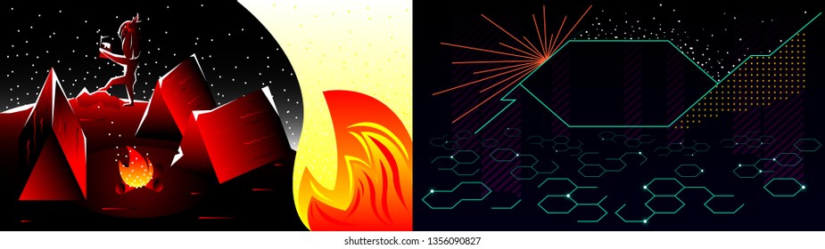The concept of life in the past and the future. Retro futurism