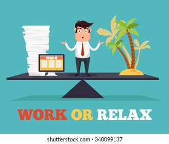 Concept Of Life And Work Balance. Vector Flat Illustration