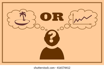 Concept of life and work balance. Vector flat illustration