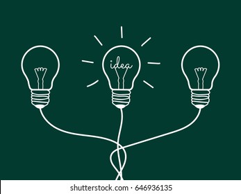 Concept Light Bulb design white line icon vector,Idea sign, solution, thinking concept. Lighting Electric lamp. Electricity, shine. isolated on green background.