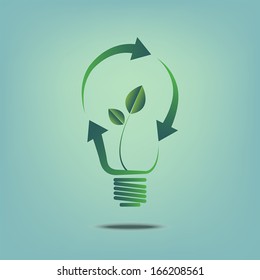concept. light bulb outline with recycle symbol to saving energy