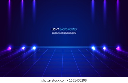 Concept lihgt studio room with tile line blue background. Design template for advertising product, website banner, poster, etc. Vector illustration
