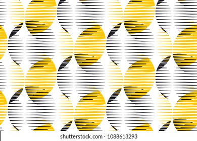 concept line and circle geometric seamless pattern. geometry vintage style repeatable motif in yellow and black colors. stock vector surface design illustration. graphic element for fabric, background