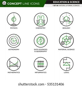 Concept Line Icons Set 7 Natural formal sciences