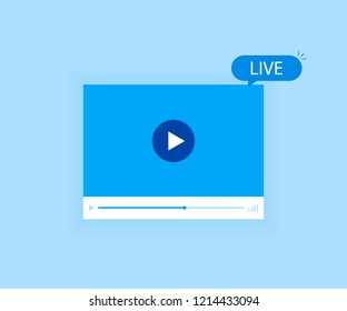 Concept live streaming for web page, banner, presentation, social media, documents. Watch video online. Modern flat style vector illustration.