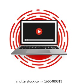 Concept live webcast for web page, banner. Watch video online. Vector illustration.