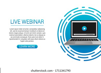 Concept live webinar for web page, banner, presentation, social media, documents. Watch video online.