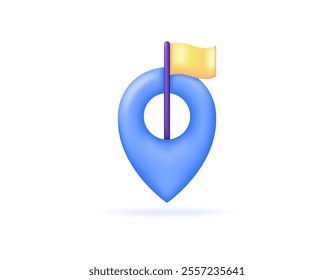 concept of location or place to visit. destination address. destination location sign. illustration of address or location symbol with a flag. symbol or icon. minimalist 3d style design. element