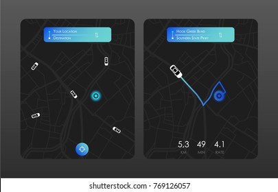 Concept of location service. pick up taxi service app on mobile phone. Vector illustration