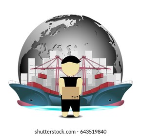 Concept of logistic import and export business on the world
