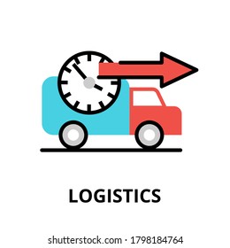 Concept of Logistics icon, modern flat thin line design vector illustration, for graphic and web design