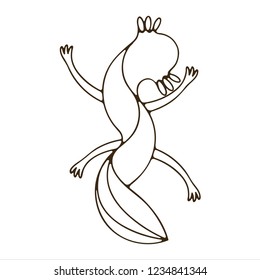 Concept Logo: Axolotl. Flat Vector Design Element. Curving pink lizard with six ears