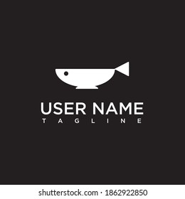 the concept of a logo bowl combination with unique, simple, creative fish for wooden dining bags,