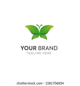 concept logo butterfly and leaf template