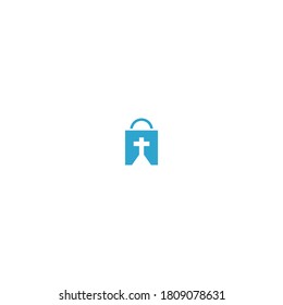 The concept of a logo for a Christian shop that provides various things related to Christianity.