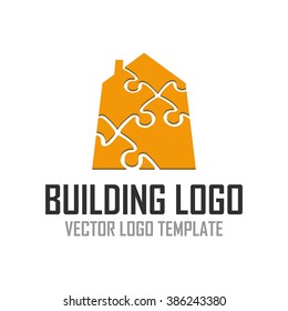 The concept of the logo of a construction company. Vector house icon in the form of a mosaic. Real Estate logo template.