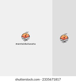 Konzept-Logo-Design des Strandes mit ruhiger Atmosphäre