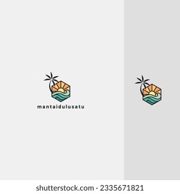 Konzept-Logo-Design des Strandes mit ruhiger Atmosphäre