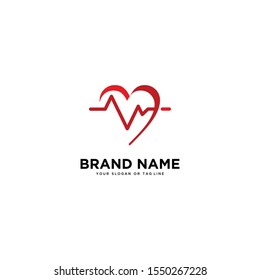 concept of logo design heart rate vector template