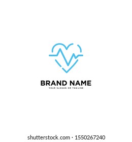 concept of logo design heart rate vector template