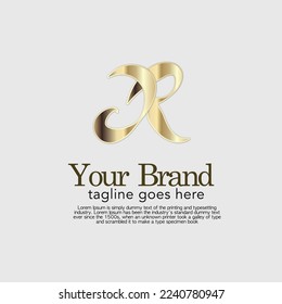 concept logo design initial alphabeth R gold and silver style