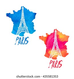 Concept logo with Eiffel Tower.Vector illustration