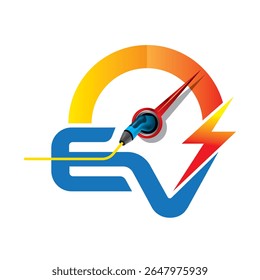 Concept logo EV design for creative inspire, template vector