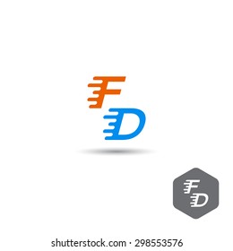 Concept of logo of fast delivery. F and D letters.