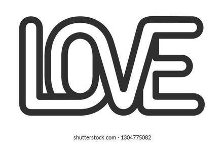 Concept Logo. Flat Vector Design Element for Valentine's Day. The word Love, composed of intertwined letters.