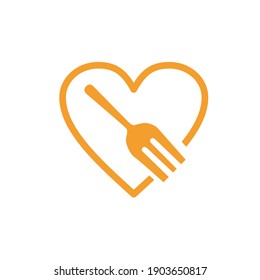concept logo with fork and love icon