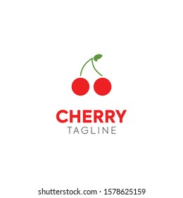 concept logo fruit two red cherry 