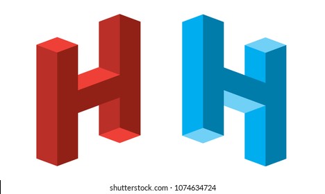 Concept Logo. Impossible letter H. Flat Vector Design Element.