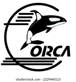 The concept of a logo with a killer whale, orca
