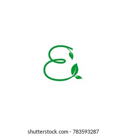 concept logo leaf letter E, natural green leaf symbol, initials R icon design
