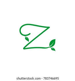 concept logo leaf letter Z, natural green leaf symbol, initials Z icon design