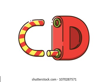 Concept Logo. Letter c and Letter D in the form of a lock. Line Art Vector Element Design.
