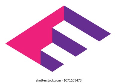 Concept Logo. Letter E in the form of an impossible stairs. Flat Vector Element Design.