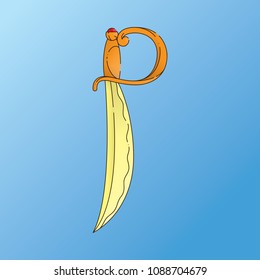 Concept Logo. Line Art Vector Design Element. Letter P in the form of a pirate blade