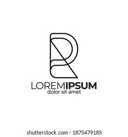 Logo del concepto. Elementos de diseño de vectores de línea de arte. Las letras P y R son líneas de corte simples