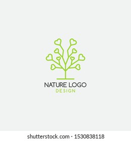 concept logo linear love tree . icon template - vector