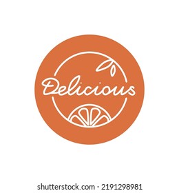 The concept of the logo. Round linear logo with orange symbol on white background. 