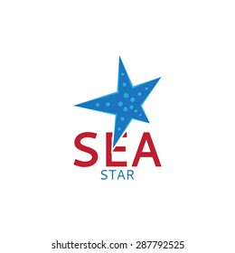 Concept logo of sea star. It is a vector stamp of seafood for your design.