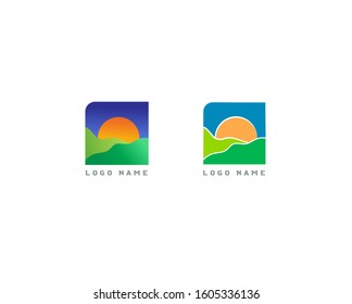  Concept Logo Shape of Farm and Sun.
