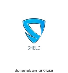 Concept logo of shield in the form of the letter S. Vector logo of security.