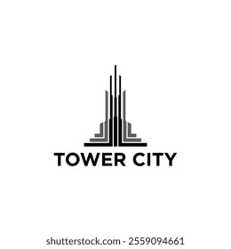 Concept logo for skyline building, tower, architecture and skyscrapper agency.	