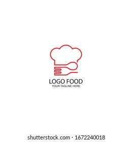 
the concept of the logo, the symbol of the chef's hat, spoon and fork