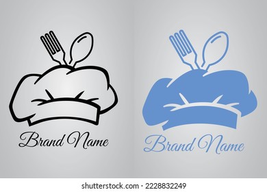 The concept of the logo, the symbol of the chef's hat and spoon  